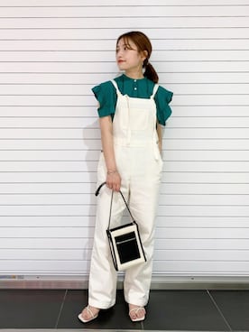 「アパートバイローリーズ」｜「アイテム（オールインワン・サロペット）」を使った、キタマユさん（レディース・155cm）の春コーディネート