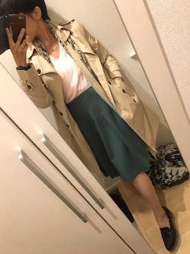 「グリーンスカート」｜「アイテム（ジャケット/アウター）」を使った、A(￣▽￣)Aさん（レディース・154cm）の春コーディネート