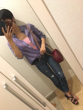 「アイテム（アクセサリー、ブルー系）」を使った、A(￣▽￣)Aさん（レディース・154cm）の夏コーディネート
