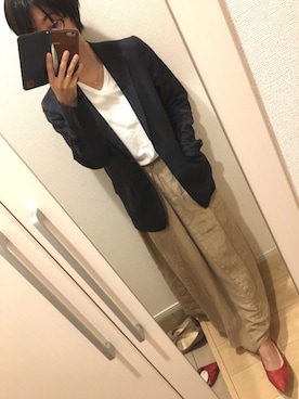 「HELIOPOLE（エリオポール）のアイテム（テーラードジャケット）」を使った、A(￣▽￣)Aさん（レディース・154cm）の夏コーディネート