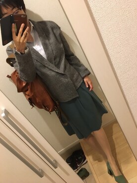 「pas de calais（パドカレ）のアイテム（ジャケット/アウター）」を使った、A(￣▽￣)Aさん（レディース・154cm）の秋コーディネート