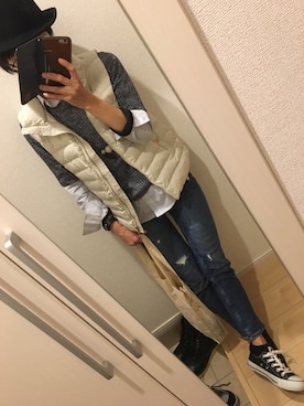 「UNTITLED（アンタイトル）のアイテム（帽子）」を使った、A(￣▽￣)Aさん（レディース・154cm）の秋コーディネート