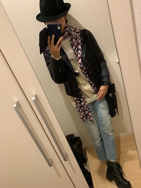 「UNTITLED（アンタイトル）のアイテム（帽子）」を使った、A(￣▽￣)Aさん（レディース・154cm）の冬コーディネート