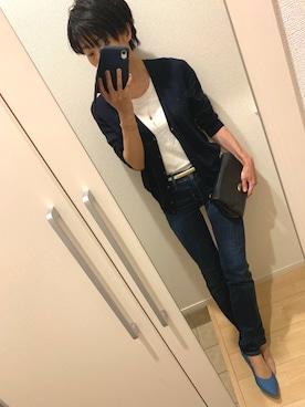 「アイテム（カーディガン/ボレロ）」を使った、A(￣▽￣)Aさん（レディース・154cm）の春コーディネート