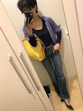 「une autre（ユノートル）のアイテム」を使った、A(￣▽￣)Aさん（レディース・154cm）の春コーディネート