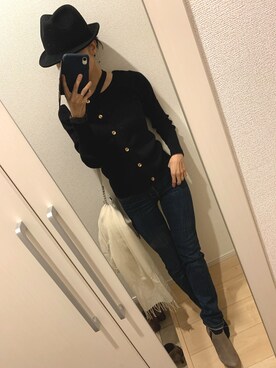 「UNTITLED（アンタイトル）のアイテム（帽子）」を使った、A(￣▽￣)Aさん（レディース・154cm）の冬コーディネート