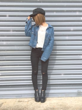 「GRL（グレイル）のアイテム（デニムジャケット）」を使った、Natsu＊さん（レディース・150cm）の春コーディネート
