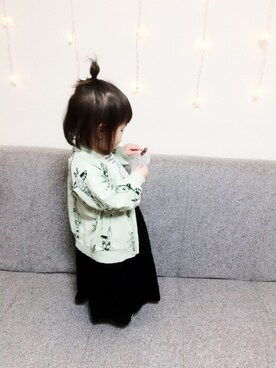「Mini Rodini（ミニロディーニ）のアイテム（パーカー）」を使った、Omoさん（キッズ・80cm）の冬コーディネート