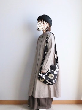 「kaorinomori（カオリノモリ）の【カオリノモリ】ﾓｰﾘｴﾄｰｸ（ハット）」を使った、kanaさん（レディース・143cm）の冬コーディネート