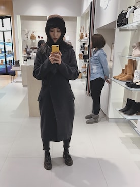 「UGG（アグ）のアイテム（帽子）」を使った、Aling阿泠さん（レディース・167cm）の冬コーディネート