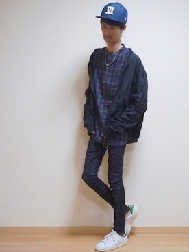 「LIDNM（リドム）のアイテム（MA-1）」を使った、みやさん（メンズ・179cm）の秋コーディネート
