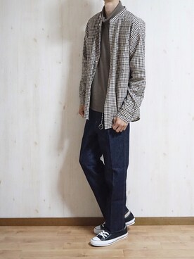「アイテム（チャーム）」を使った、みやさん（メンズ・179cm）の秋コーディネート