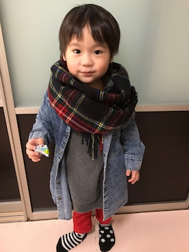 「無印良品（ムジルシリョウヒン）のアイテム（チュニック）」を使った、sou...iさん（キッズ・90cm）の冬コーディネート