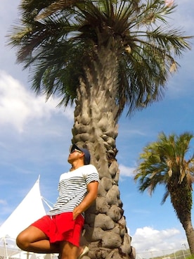 「H&M（エイチ・アンド・エム）のアイテム（水着）」を使った、y.iokaさん（メンズ・173cm）の夏コーディネート