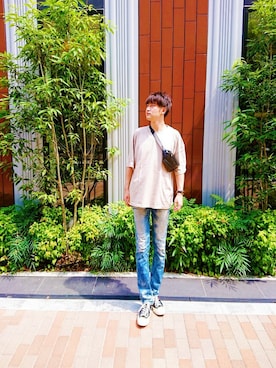 「BLACK LABEL CRESTBRIDGE（ブラックレーベル・クレストブリッジ）のアイテム（デニムパンツ）」を使った、にっちさん（メンズ・186cm）の夏コーディネート