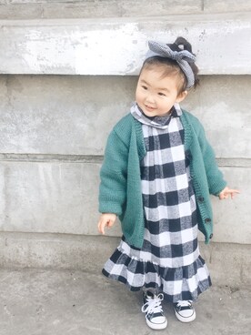 「no brand（ノーブランド）のアイテム（その他アウター）」を使った、窝里有个小臭囡さん（キッズ・90cm）の春コーディネート