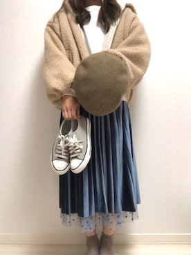 「仕事コーデ」｜「アイテム（ハンチング/ベレー帽）」を使った、snowさん（レディース・153cm）の冬コーディネート