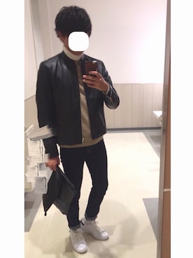 「wearhalloween2017」｜「アイテム（ライダースジャケット）」を使った、Sさん（メンズ・170cm）の秋コーディネート