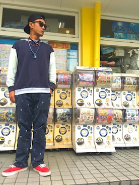 「PINEAPPLE JUICE（パイナップルジュース）のアイテム」を使った、NONさん（メンズ・168cm）の春コーディネート