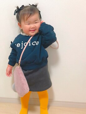 「AZUL by moussy（アズールバイマウジー）のアイテム（スウェット）」を使った、noaさん（キッズ・80cm）の冬コーディネート