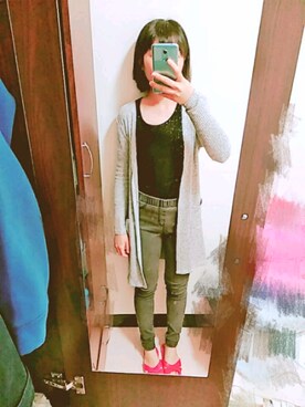「NET（ネット）のアイテム（その他アウター）」を使った、陽久さん（レディース・154cm）の春コーディネート