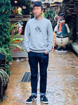 「沖縄」｜「アイテム（スウェット）」を使った、YOU39さん（メンズ・178cm）の冬コーディネート