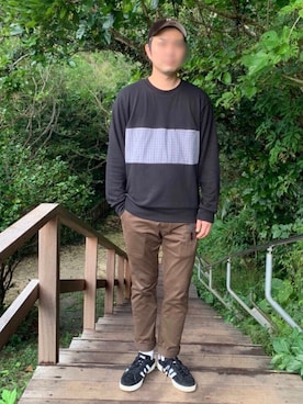 「沖縄」｜「アイテム（スウェット）」を使った、YOU39さん（メンズ・178cm）の冬コーディネート