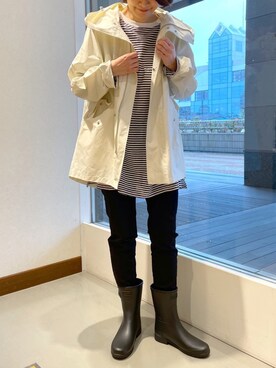 「フーディー」｜「アイテム（レインシューズ）」を使った、IKUKOさん（レディース・161cm）の春コーディネート