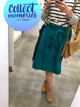 「VIS（ビス）のアイテム（スカート、グリーン系）」を使った、あこさん（レディース・164cm）の夏コーディネート