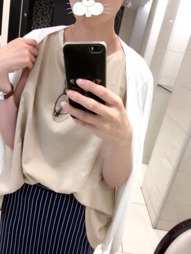 「CIAOPANIC（チャオパニック）のアイテム（その他トップス、ベージュ系）」を使った、あこさん（レディース・164cm）の夏コーディネート