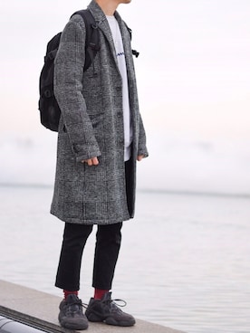 「オルチャンファッション」｜「アイテム（スラックス）」を使った、明日葉さん（メンズ・170cm）の冬コーディネート