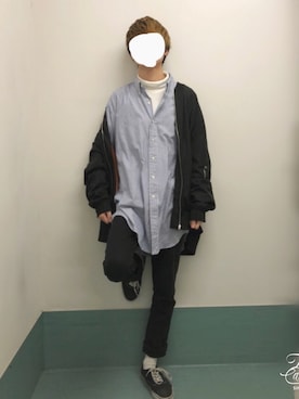 「襟抜きシャツ」｜明日葉さん（メンズ・168cm）の春コーディネート