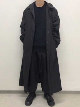 「アイテム（ステンカラーコート）」を使った、明日葉さん（メンズ・168cm・20代）の秋コーディネート