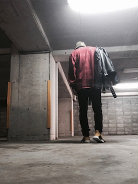 「KanyeWest」｜「アイテム（ライダースジャケット）」を使った、@.T.Iさん（メンズ・168cm）の冬コーディネート
