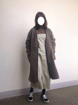 「ブラウンニット」｜「アイテム（その他アウター）」を使った、JiYoungさん（レディース・160cm）の冬コーディネート