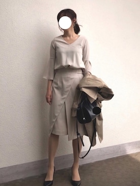 「入園式」｜「アイテム（トレンチコート）」を使った、JiYoungさん（レディース・160cm）の春コーディネート