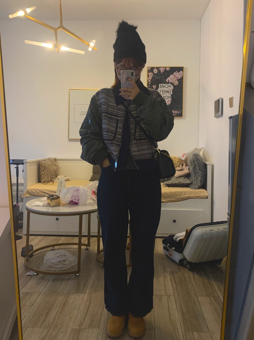 「Timberland」｜「DAZZLEのアイテム（ライダースジャケット、グリーン系）」を使った、Yuki Leungさん（レディース・158cm）の春コーディネートの1枚目の写真