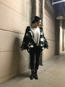 「DIESEL（ディーゼル）のアイテム（その他アウター）」を使った、shioさん（レディース・161cm）の冬コーディネート