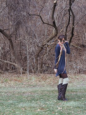 「アイテム（ドレス、グレー系）」を使った、Joannaさん（レディース・168cm）の春コーディネート