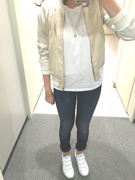 「Tシャツ×デニム」｜「アイテム（ブルゾン）」を使った、nonokaさん（レディース・164cm）の春コーディネート