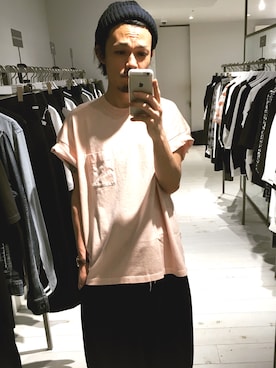 「SASQUATCHfabrix.（サスクワァッチファブリックス）のアイテム（スラックス）」を使った、たにもとさん（メンズ・175cm）の夏コーディネート