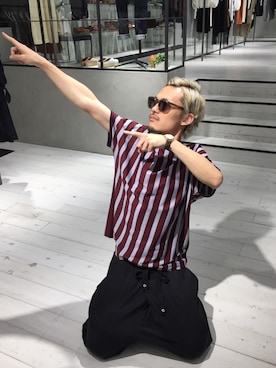 「SHAREEF（シャリーフ）のアイテム（トップス）」を使った、たにもとさん（メンズ・175cm）の夏コーディネート