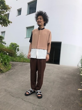 「CULLNI（クルニ）のアイテム」を使った、たにもとさん（メンズ・175cm）の春コーディネート