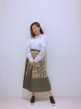 「バラ柄」｜「アイテム（その他シューズ）」を使った、ミオさん（レディース・156cm）の夏コーディネート