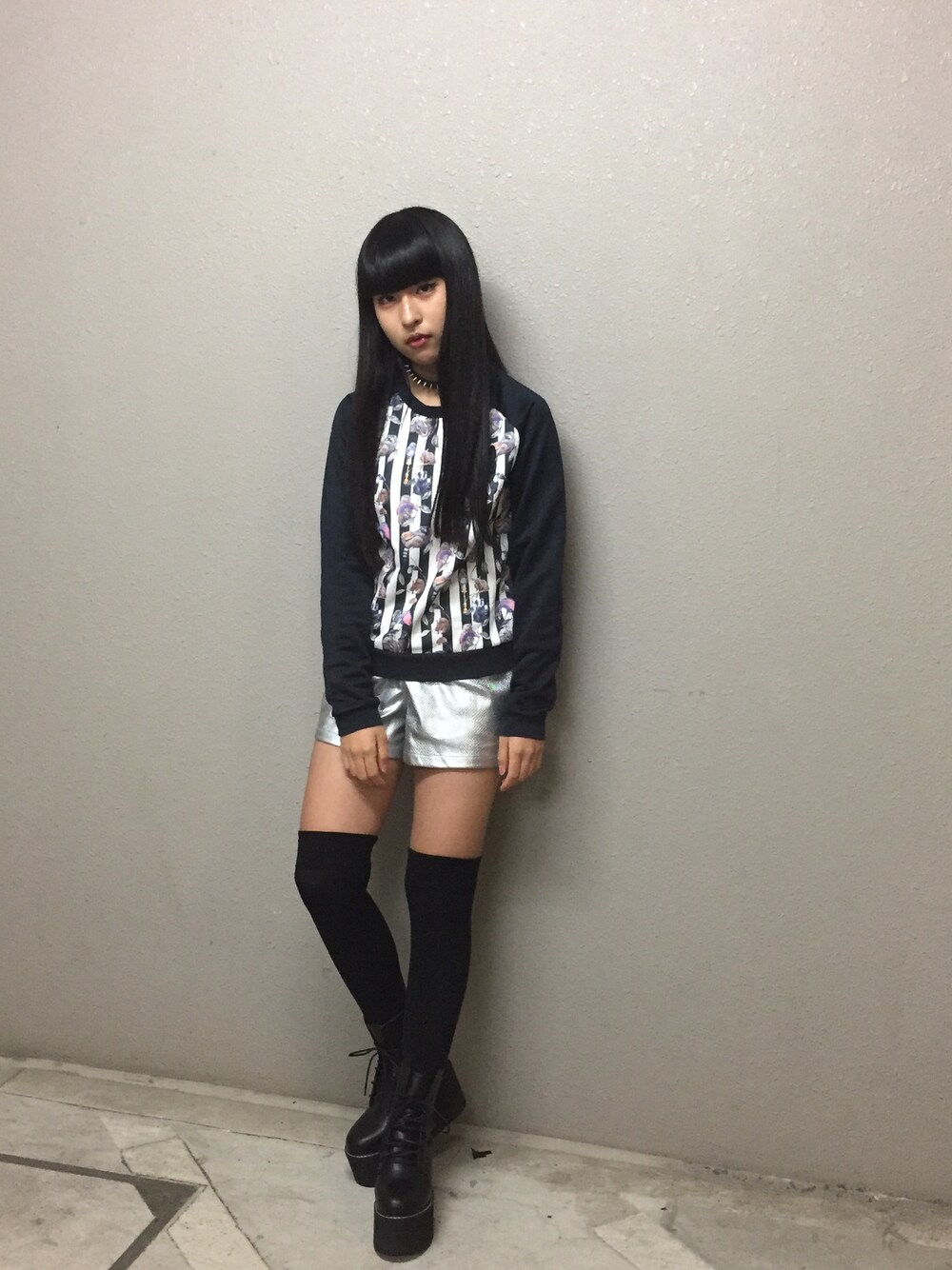 「カジュアルコーデ、古着、シルバー、休日スタイル、日曜日、黒髪、ANRI_FASHION」｜「PUMAのアイテム（トップス、その他）」を使った、ANRIさん（レディース・153cm）の秋コーディネートの1枚目の写真