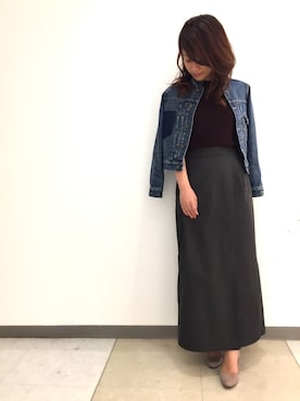 「ラメニット」｜「アイテム（デニムジャケット）」を使った、aya...さん（レディース・160cm）の秋コーディネート