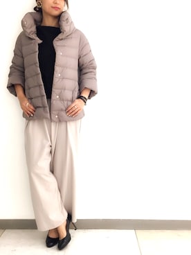 「HERNO（ヘルノ）のアイテム（ダウンジャケット/コート）」を使った、aya...さん（レディース・160cm）の秋コーディネート