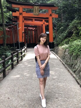 「earth music&ecology（アースミュージックアンドエコロジー）のアイテム（トップス、ピンク系）」を使った、Chantalさん（レディース）の夏コーディネート