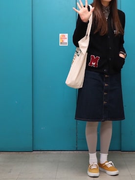 「タイツ×靴下」｜「アイテム（スカート）」を使った、hamsterさん（レディース・163cm）の冬コーディネート