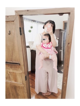 「アイテム（つなぎ/オールインワン、ベージュ系）」を使った、ﾏﾒӦさん（レディース・155cm）の夏コーディネート